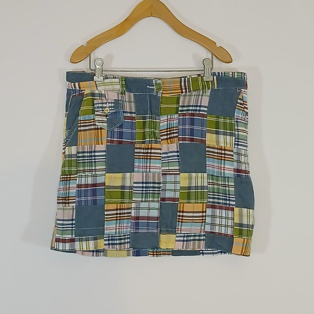 Tommy Hilfiger Patchwork Quilt Mini Skirt Size 8 Preppy Cottagecore Coastal Y2K